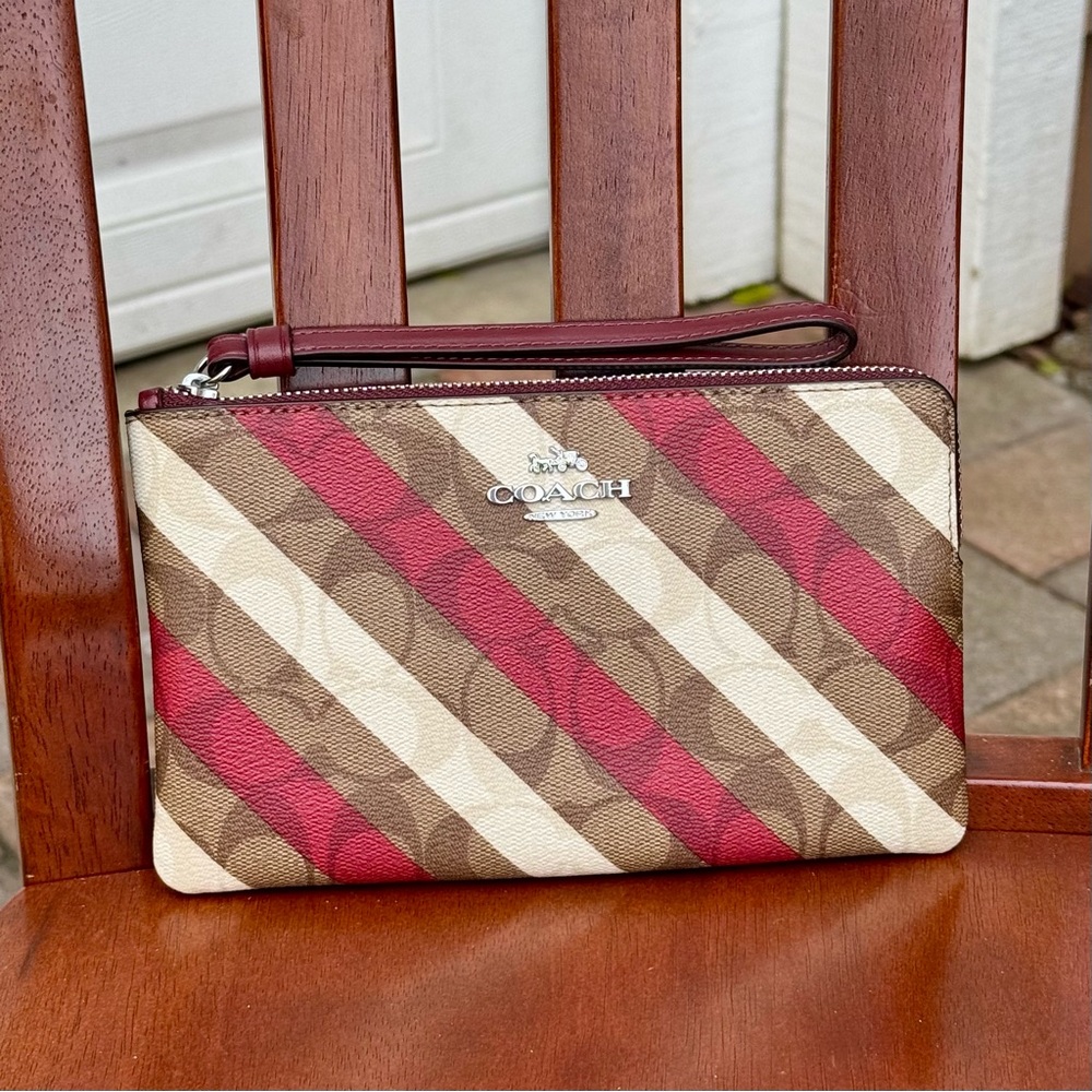 Coach Signature Striped Wristlet - NWT